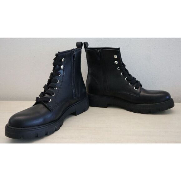 Madden Girl Women's Sz 10M Black Gwinn Side Zip Ankle High Lace-Up Combat Boots - Picture 1 of 10